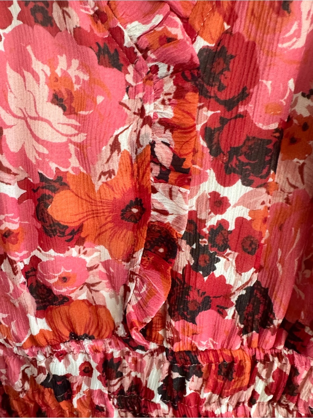 Paige Floral Ruffle V-Neck Pink Sundress size 10. Wedding, 100% Silk - Picture 4 of 6